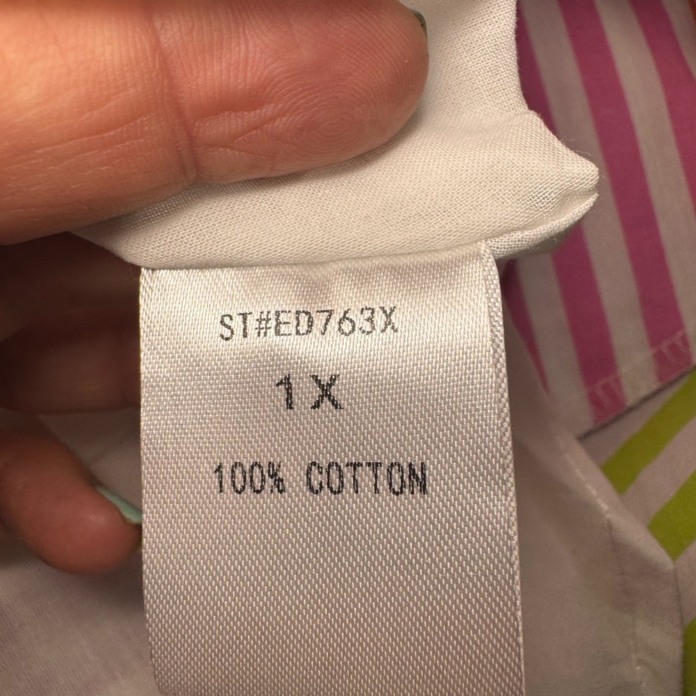 Like Love Cotton Neon Stripe Tiered Dress Size 1X - Picture 13 of 15